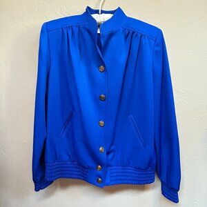 Vintage Philippe Marques Womens Button Front Sweater Top Size 10 Royal Blue USA